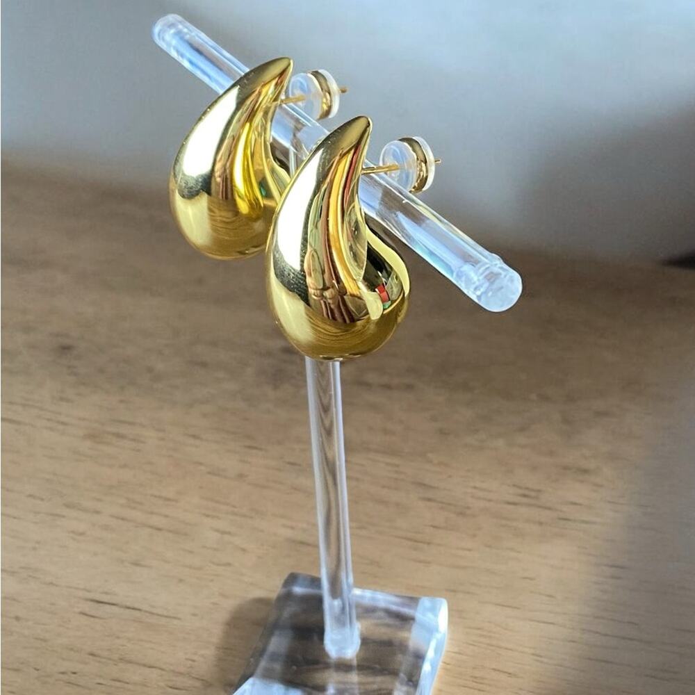 Gold 925 Sterling Post Chunky Teardrop Teardrop Earrings NIB